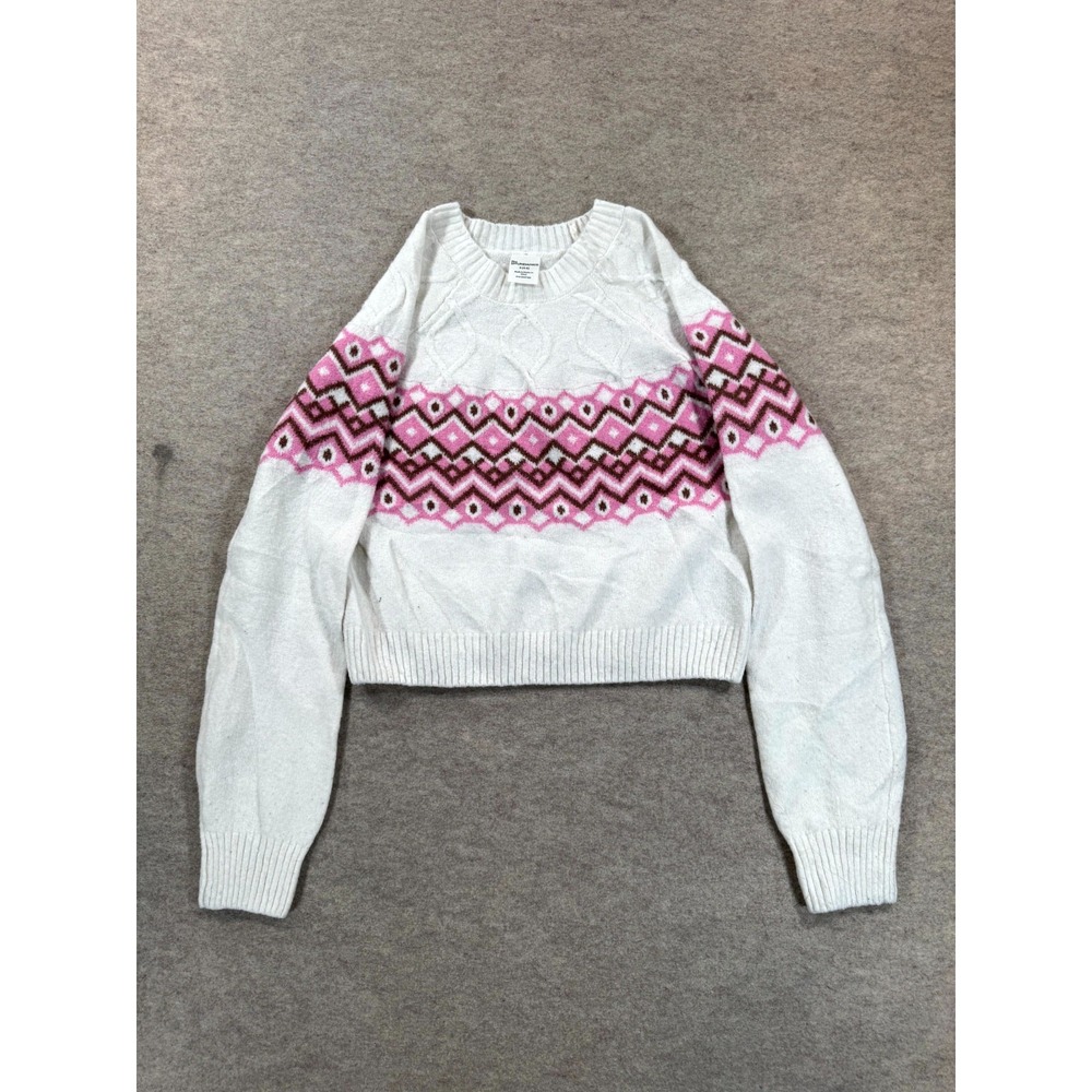 No Boundaries Womens Small White Mauve Raglan Ribbed Pullover Sweater NB44100